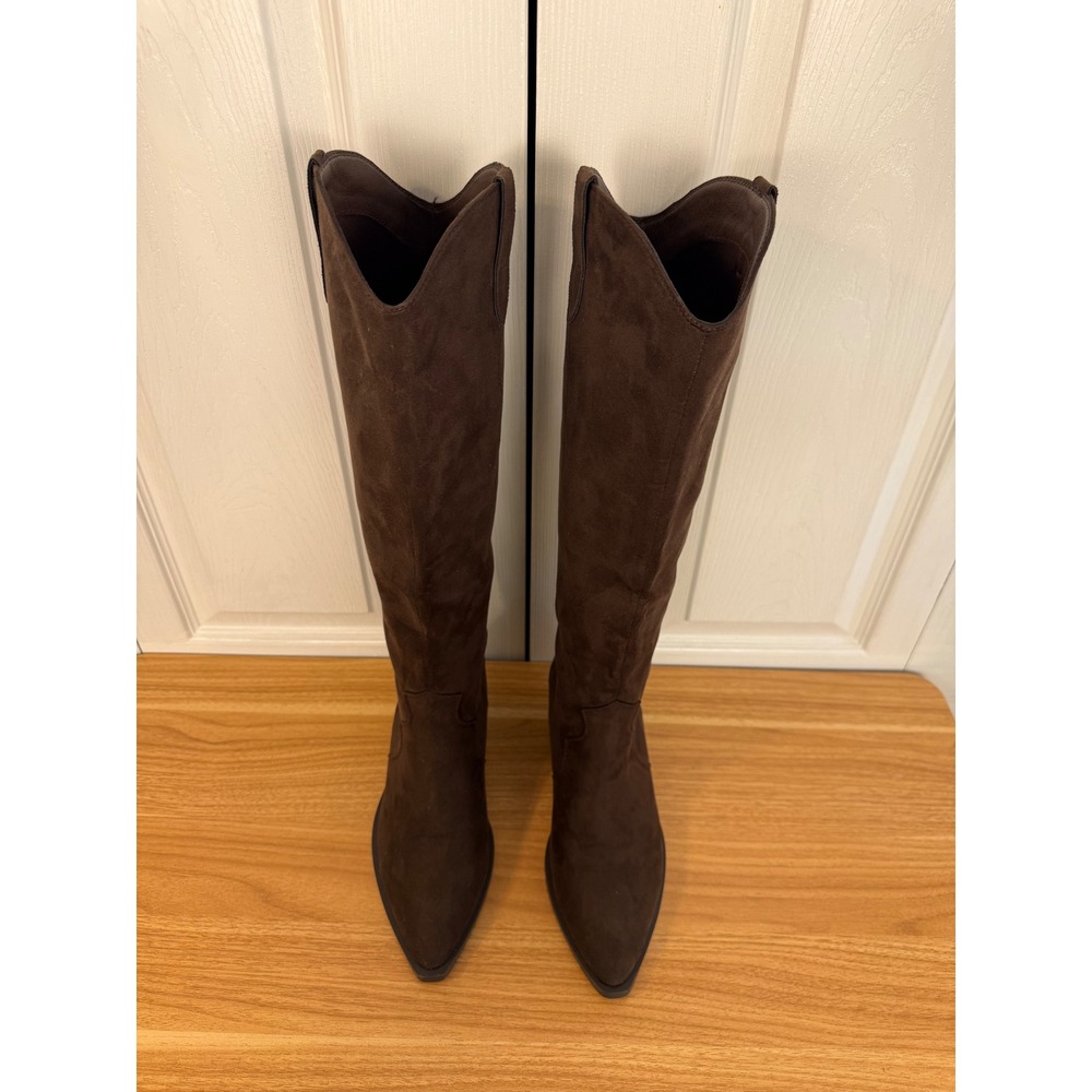 Show Me Your Mumu x Billini Helix Brown Western Cowboy Boots 8 Dark Cacao Suede - Picture 5 of 9